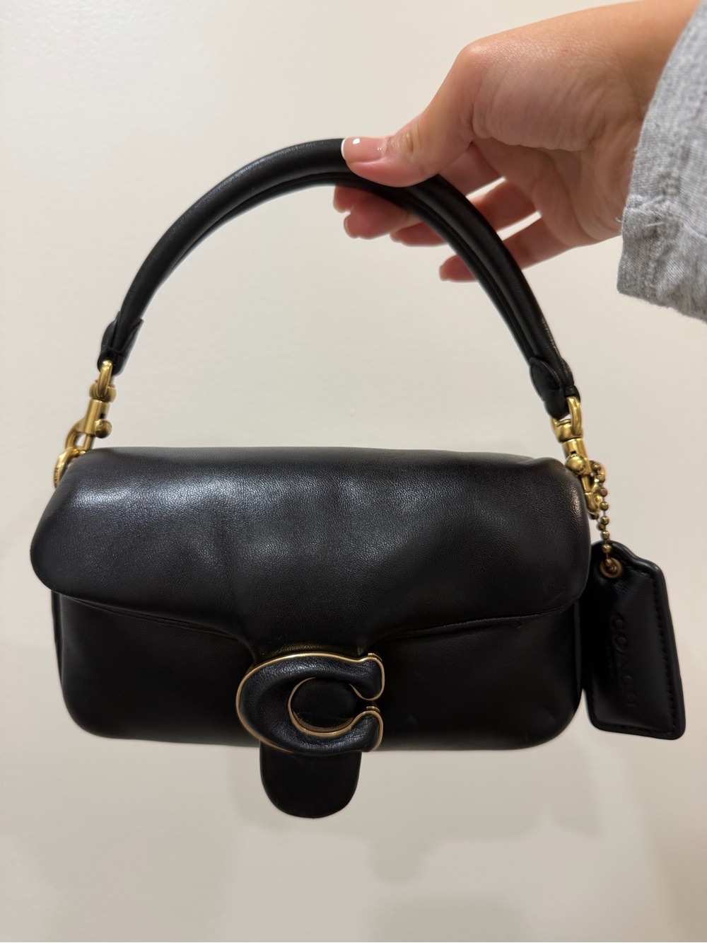 Coach Black Leather Pillow Tabby shoulder- Mini Bag with Gold Hardware